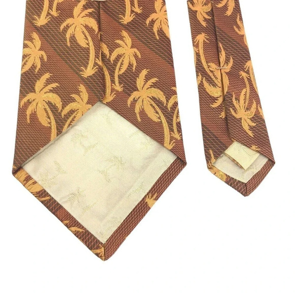 Tommy Bahama Men's Woven Silk Necktie Palm Trees Made in USA Brown Burnt Orange - Picture 7 of 10